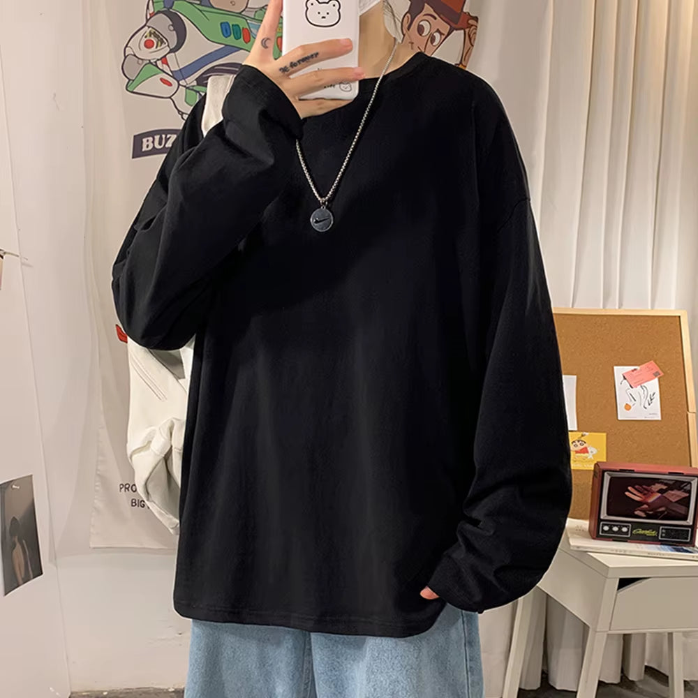 Cotton Oversize Men'S Women T-Shirt Man Long Sleeves Pure Color Men T Shirt T-Shirts for Male Female Tops