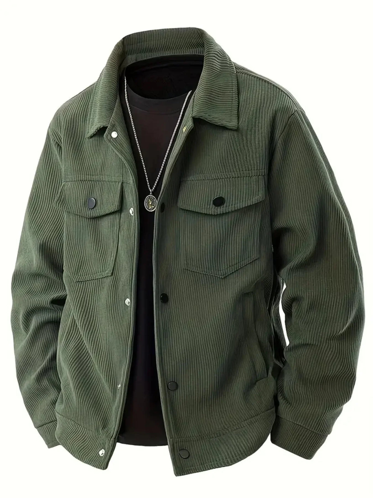 The 2025 New Autumn Corduroy Jacket for Men with a Lapel, Trendy Japanese Style Loose Coat