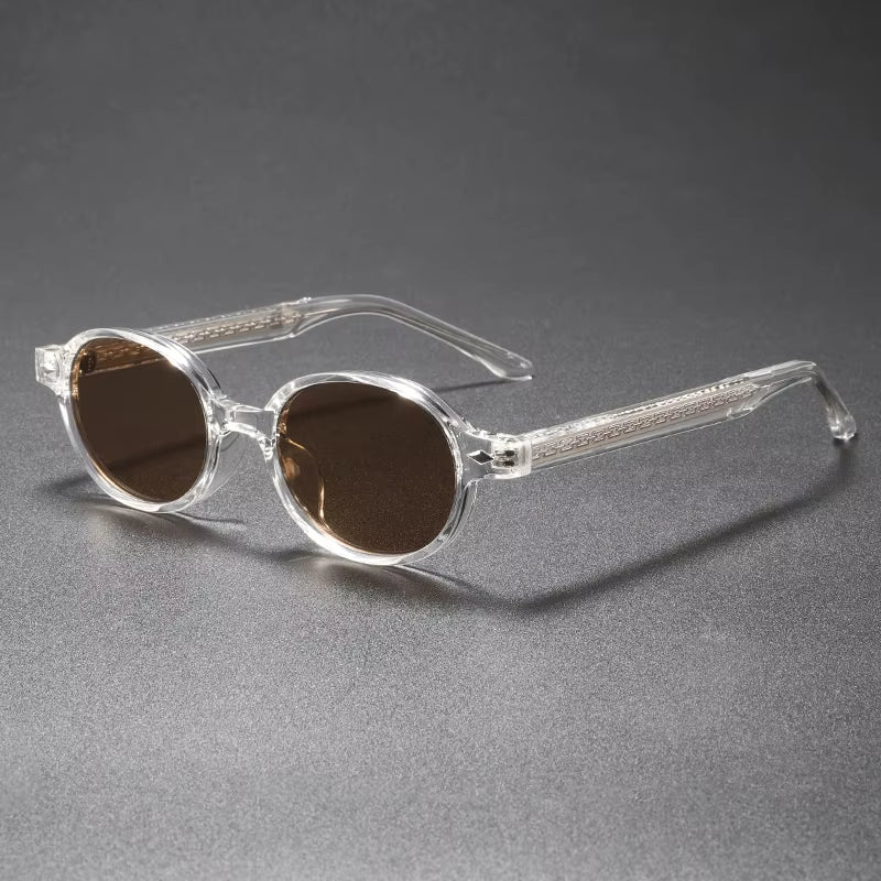 Unisex Retro round Frame TR90 Stylish Sunglasses Pin-Through Arm High-End Streetwear Beach Vacation Decorative Sun Glasses