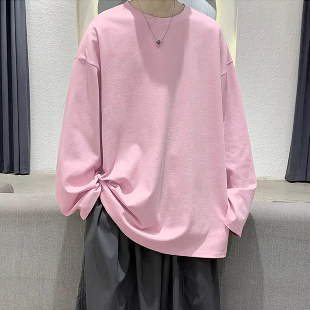 Cotton Oversize Men'S Women T-Shirt Man Long Sleeves Pure Color Men T Shirt T-Shirts for Male Female Tops