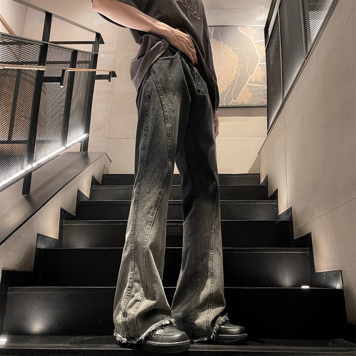 American Fashion Brand Gradient Washed Jeans