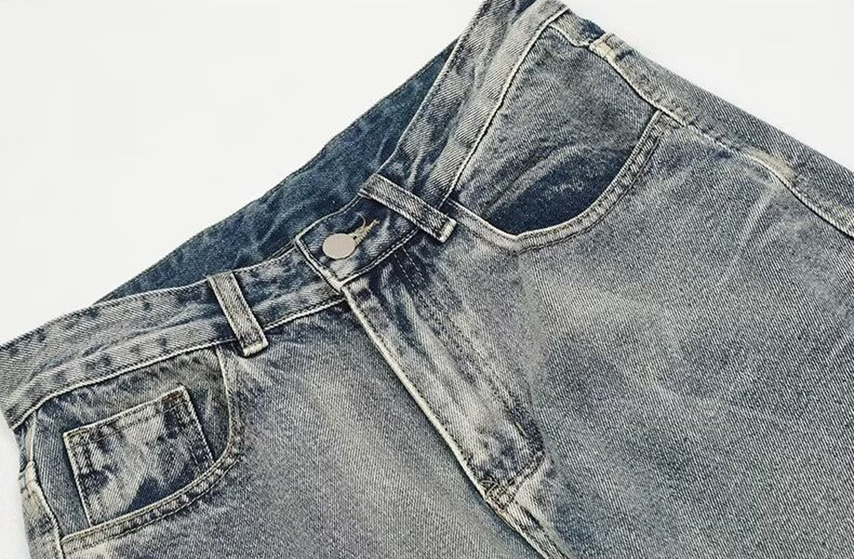 Washed Worn Jeans Men'S Loose