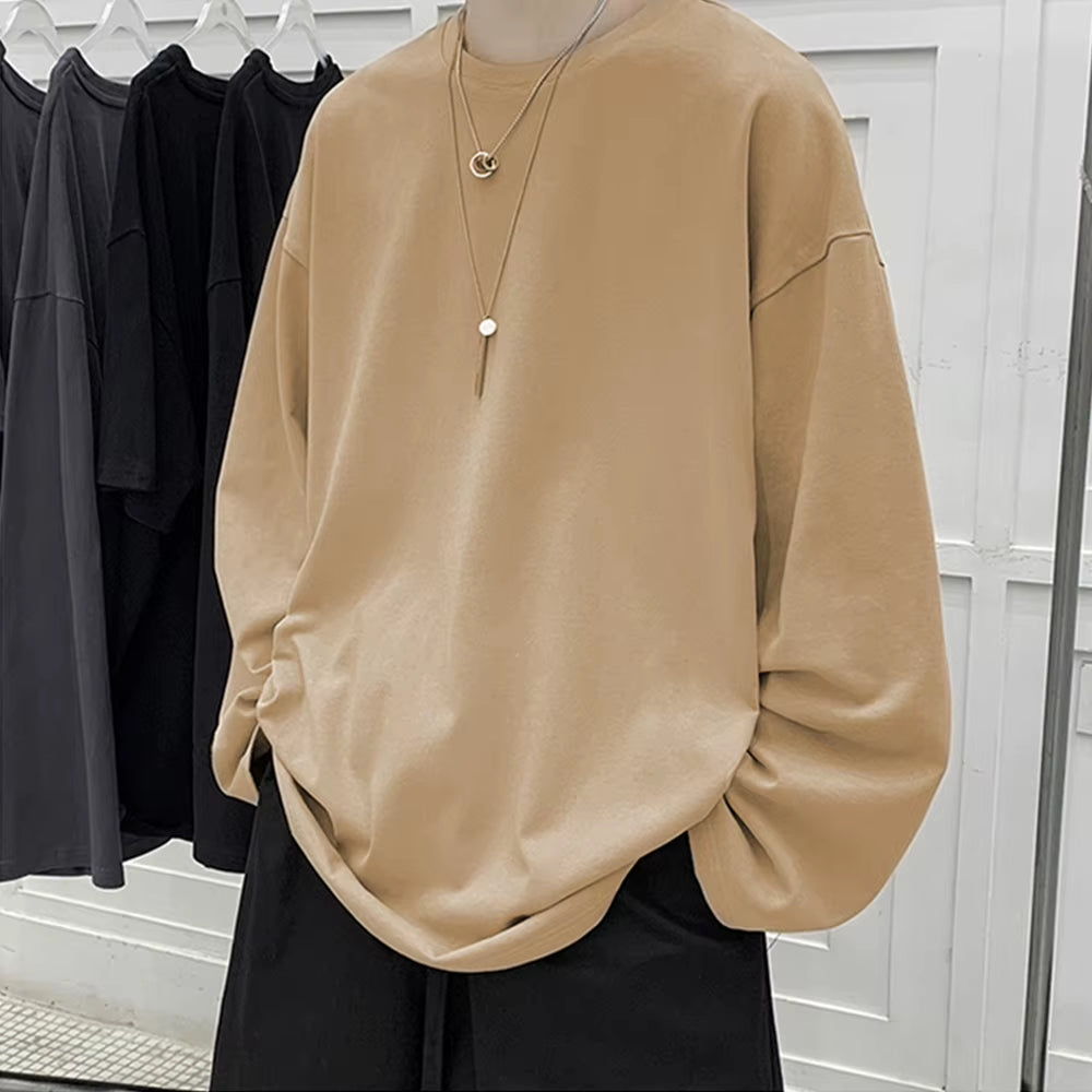 Cotton Oversize Men'S Women T-Shirt Man Long Sleeves Pure Color Men T Shirt T-Shirts for Male Female Tops