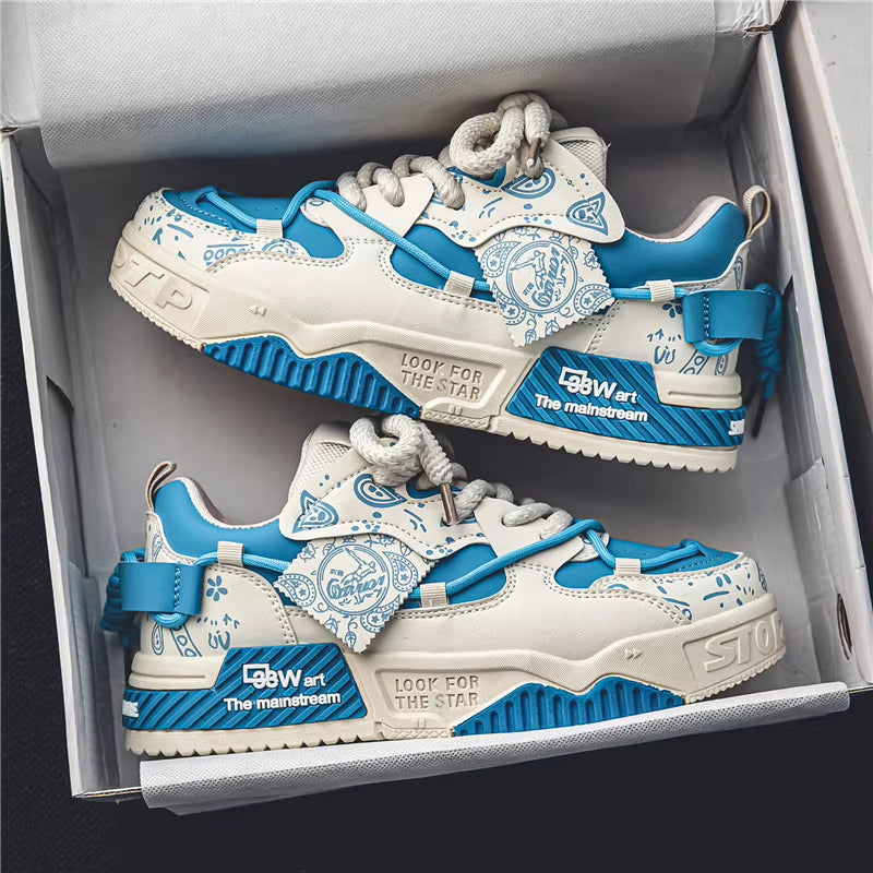 1 Pair of Men'S Casual Sneakers, Stylish and Comfortable, Suitable for All Seasons, Geometric Design, Ideal for Outdoor Walking,