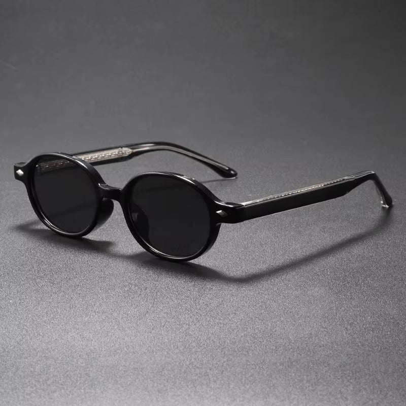 Unisex Retro round Frame TR90 Stylish Sunglasses Pin-Through Arm High-End Streetwear Beach Vacation Decorative Sun Glasses