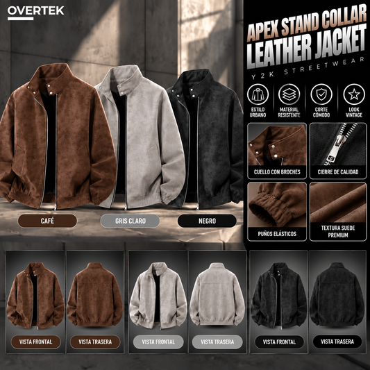 Apex Stand Collar Leather Jacket