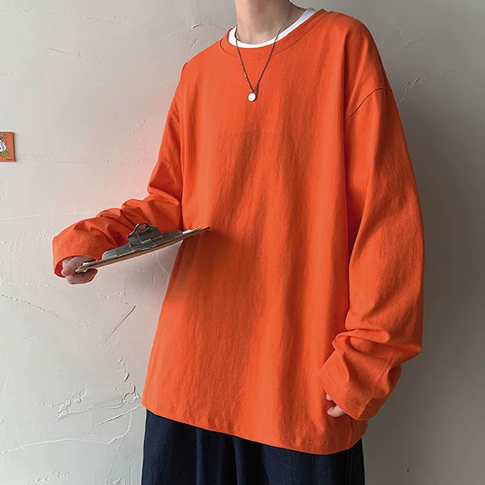 Cotton Oversize Men'S Women T-Shirt Man Long Sleeves Pure Color Men T Shirt T-Shirts for Male Female Tops