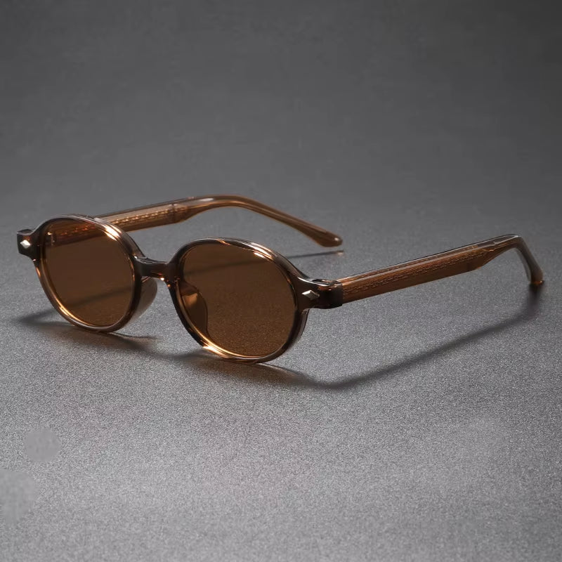 Unisex Retro round Frame TR90 Stylish Sunglasses Pin-Through Arm High-End Streetwear Beach Vacation Decorative Sun Glasses