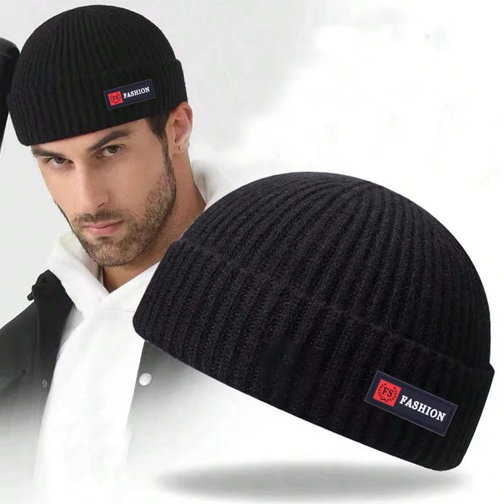 1Pc Men Beanies Skullcap Street Style Hip Hop Brimless Baggy Melon Cap Cuff Fisherman Beanies Hats Winter Warm Knitted Bonnet