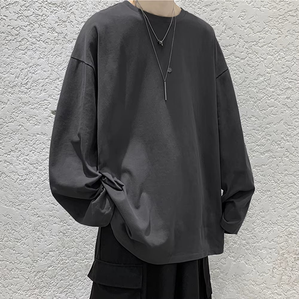 Cotton Oversize Men'S Women T-Shirt Man Long Sleeves Pure Color Men T Shirt T-Shirts for Male Female Tops