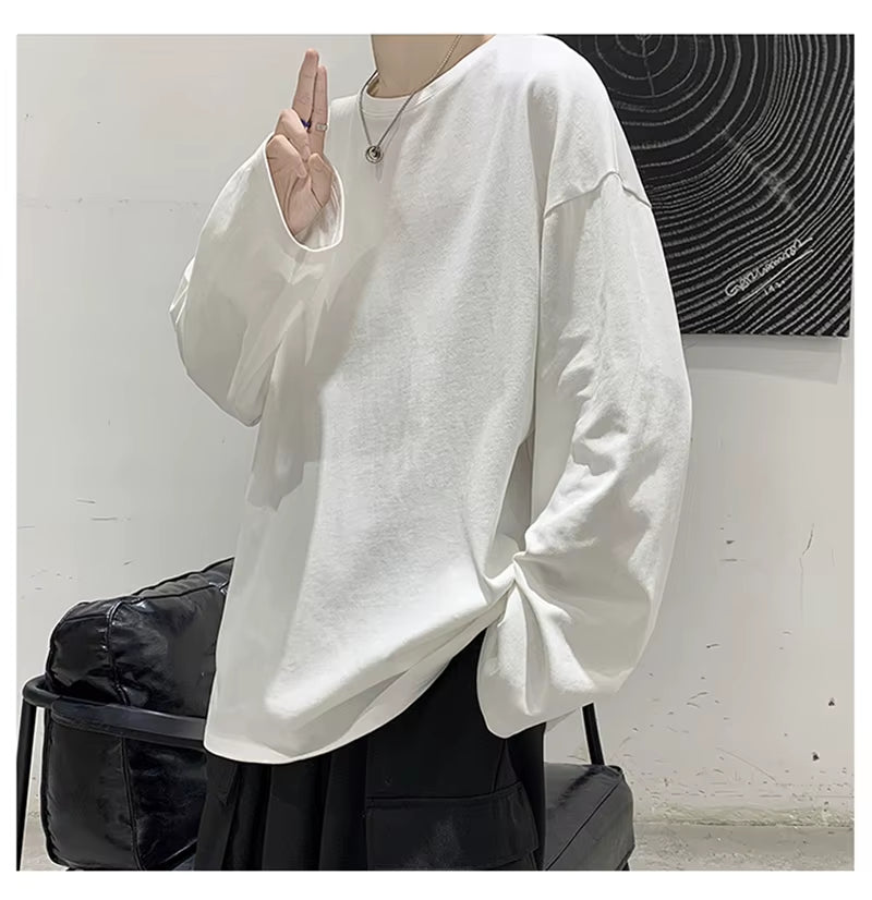 Cotton Oversize Men'S Women T-Shirt Man Long Sleeves Pure Color Men T Shirt T-Shirts for Male Female Tops