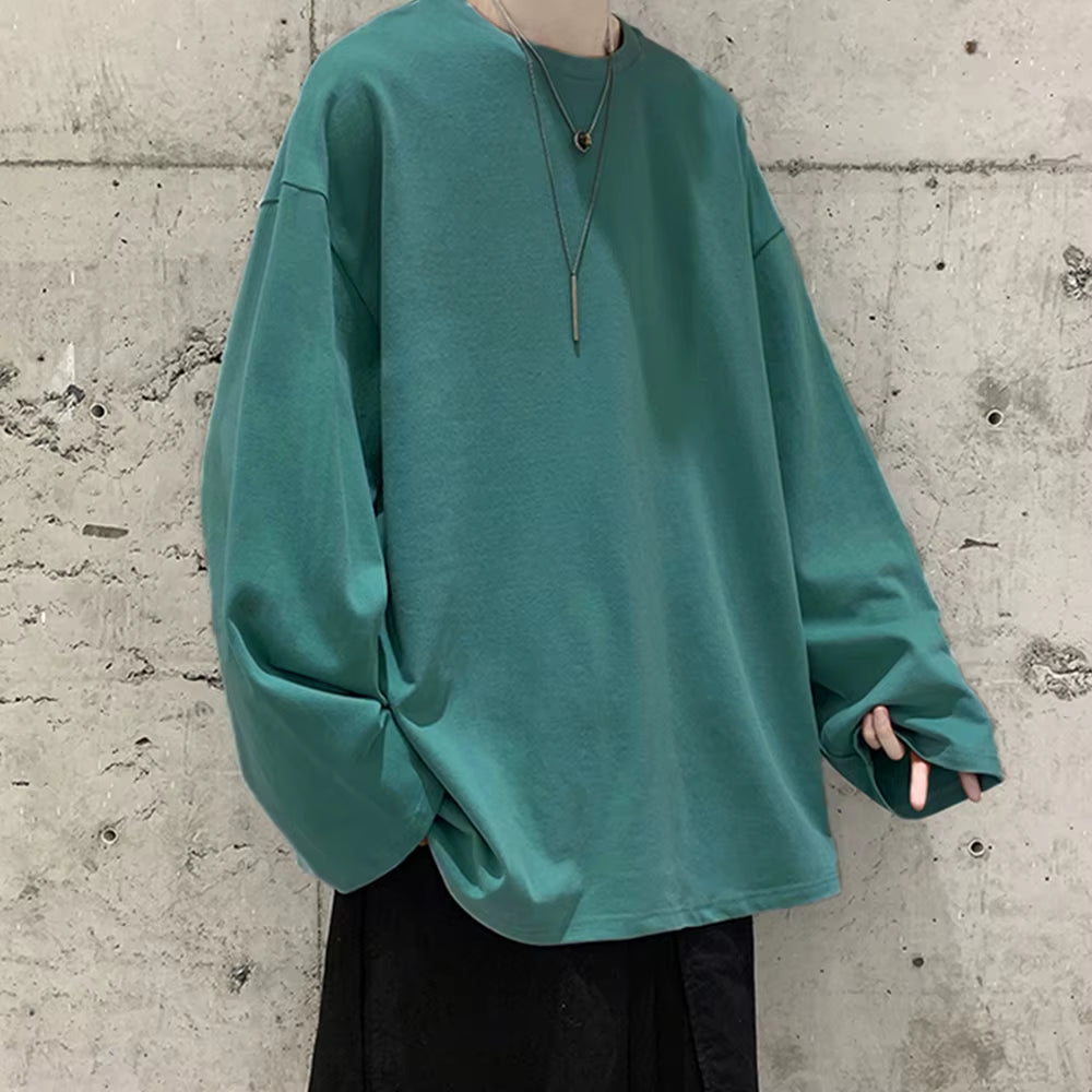 Cotton Oversize Men'S Women T-Shirt Man Long Sleeves Pure Color Men T Shirt T-Shirts for Male Female Tops