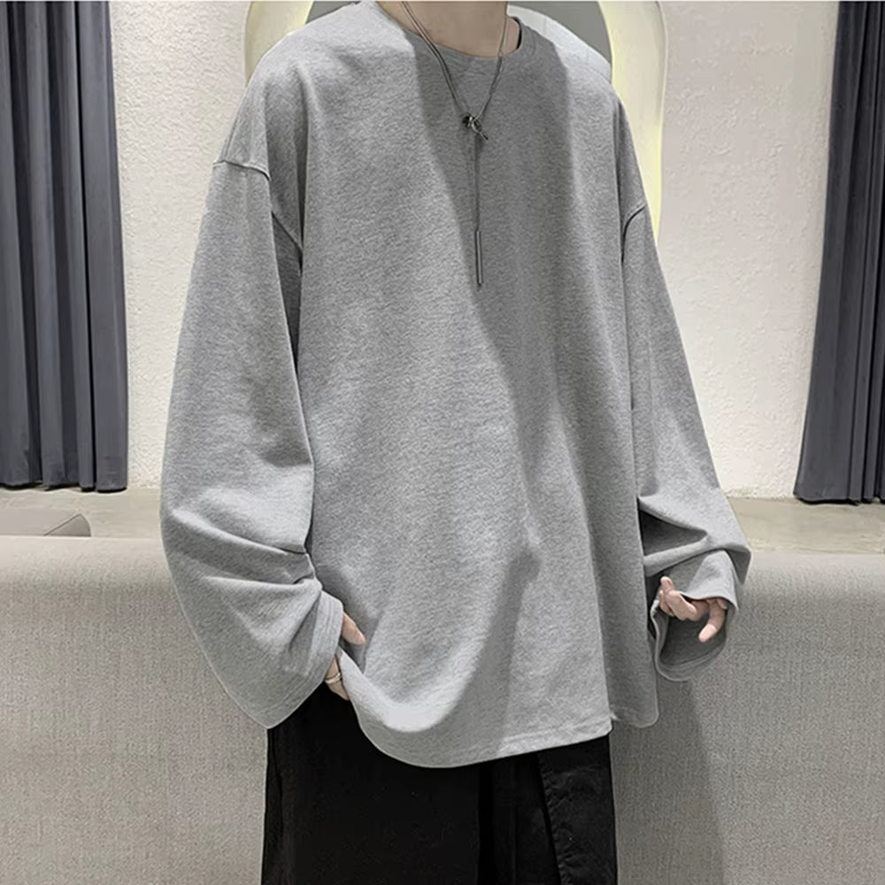 Cotton Oversize Men'S Women T-Shirt Man Long Sleeves Pure Color Men T Shirt T-Shirts for Male Female Tops