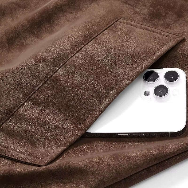 Men Stand Collar Style Streetwear Casual Leather Jacket Motorcycle Bomber Spring Autumn Stand Collar Leather Jacket