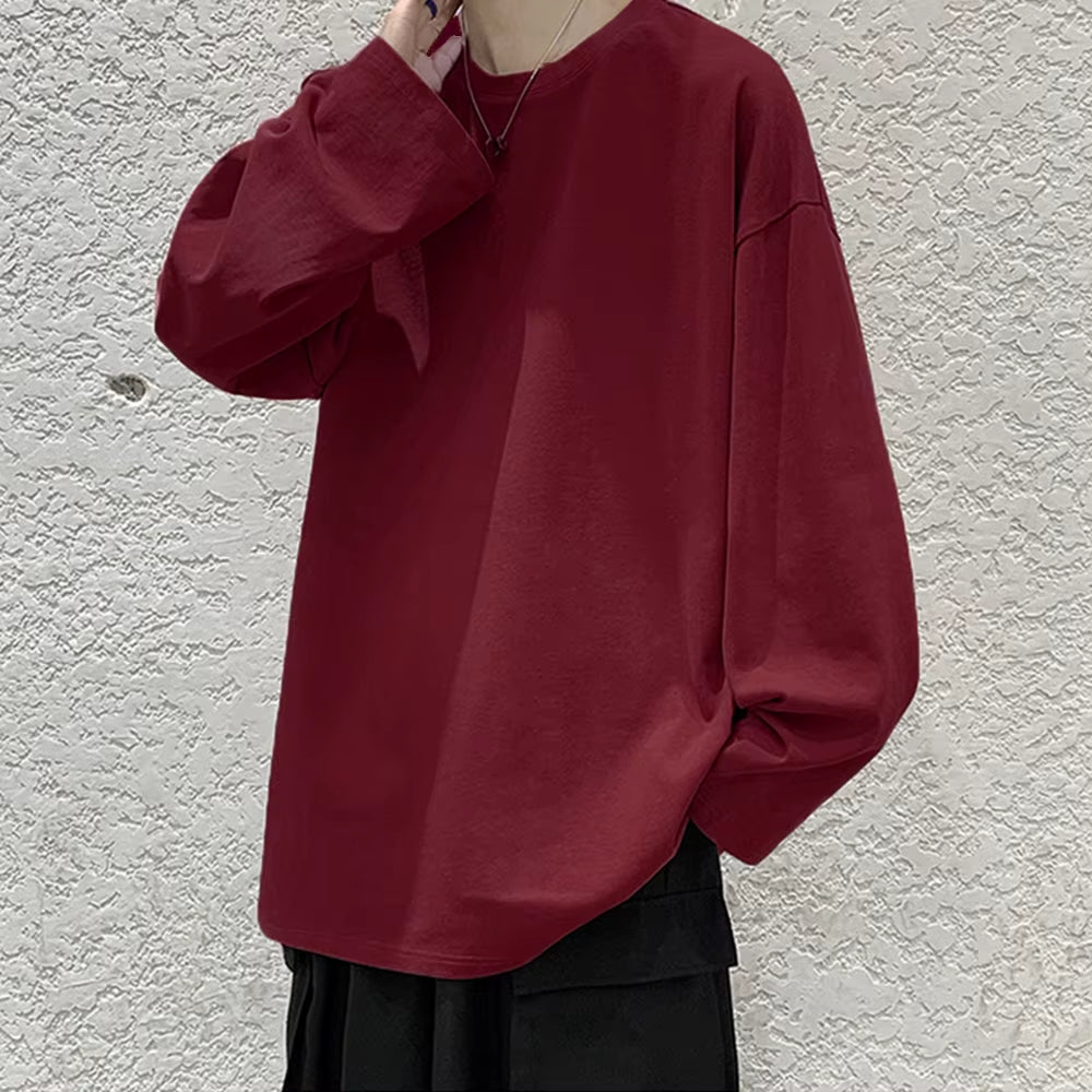 Cotton Oversize Men'S Women T-Shirt Man Long Sleeves Pure Color Men T Shirt T-Shirts for Male Female Tops