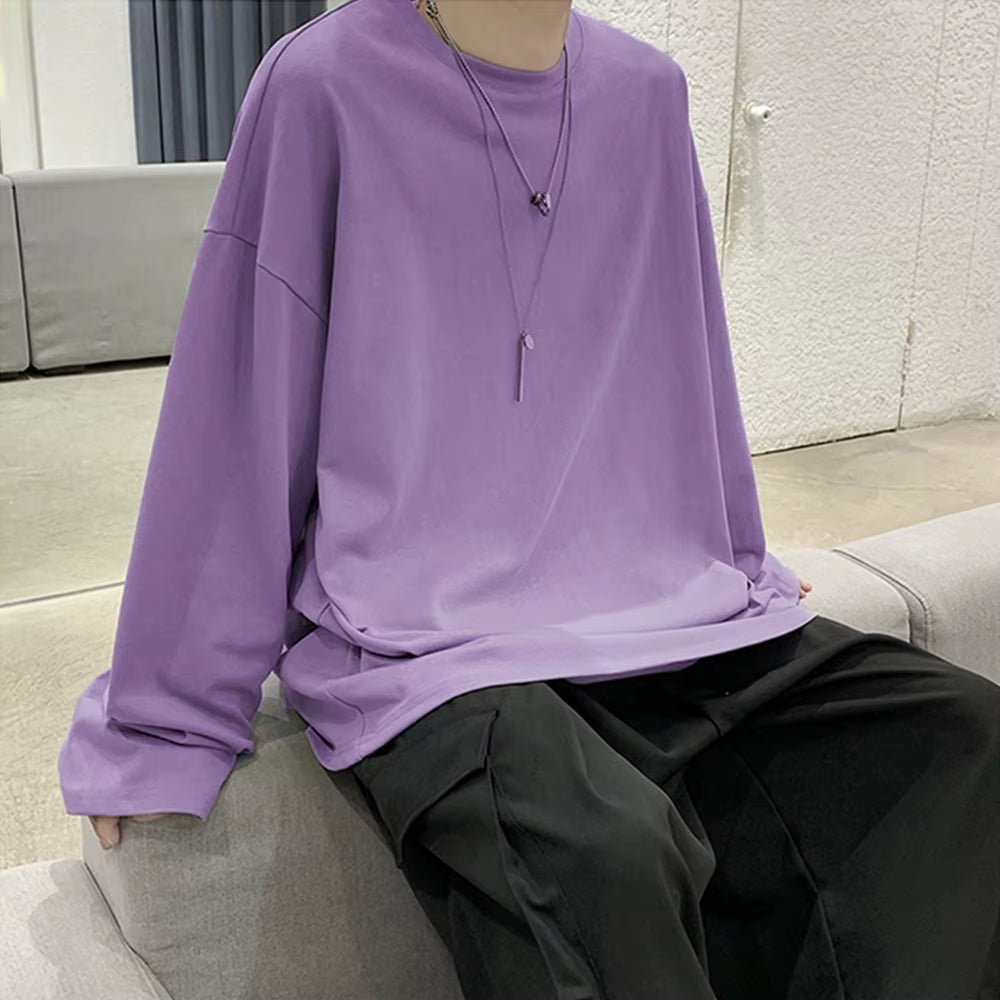 Cotton Oversize Men'S Women T-Shirt Man Long Sleeves Pure Color Men T Shirt T-Shirts for Male Female Tops