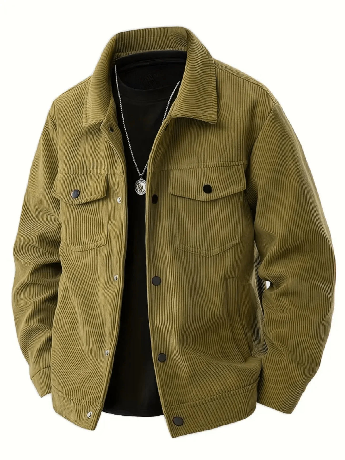 The 2025 New Autumn Corduroy Jacket for Men with a Lapel, Trendy Japanese Style Loose Coat