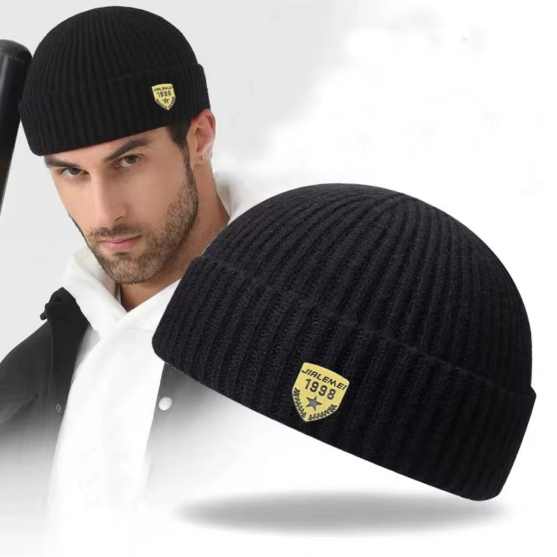 1Pc Men Beanies Skullcap Street Style Hip Hop Brimless Baggy Melon Cap Cuff Fisherman Beanies Hats Winter Warm Knitted Bonnet