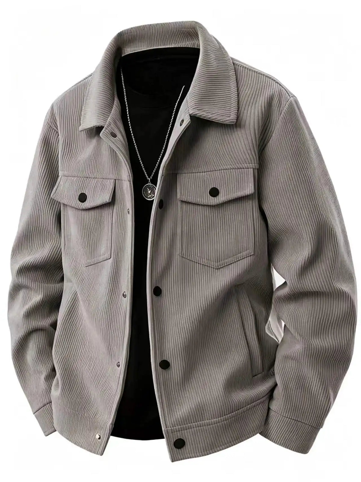 The 2025 New Autumn Corduroy Jacket for Men with a Lapel, Trendy Japanese Style Loose Coat